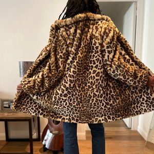 Calvin Klein Vintage Leopard Print Faux Fur Coat